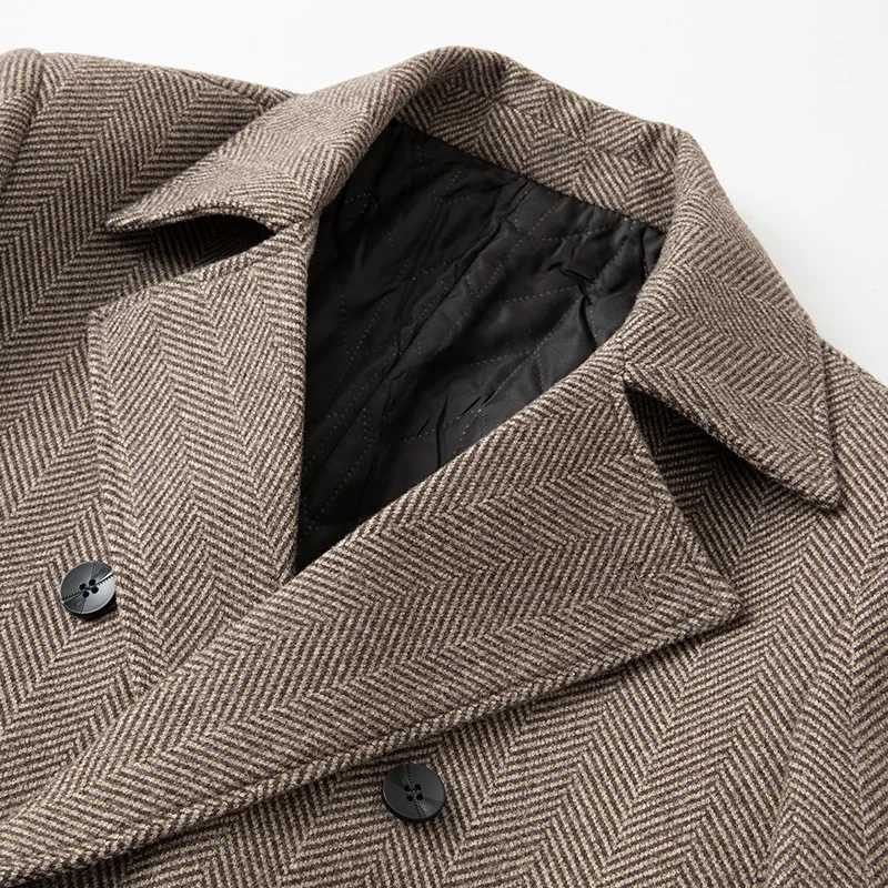 New Winter Men Double Breasted Woolen Business Casual Overcoats Quality Male Thicker Warm Cashmere Trench Coats Long Jackets XXLT251025
