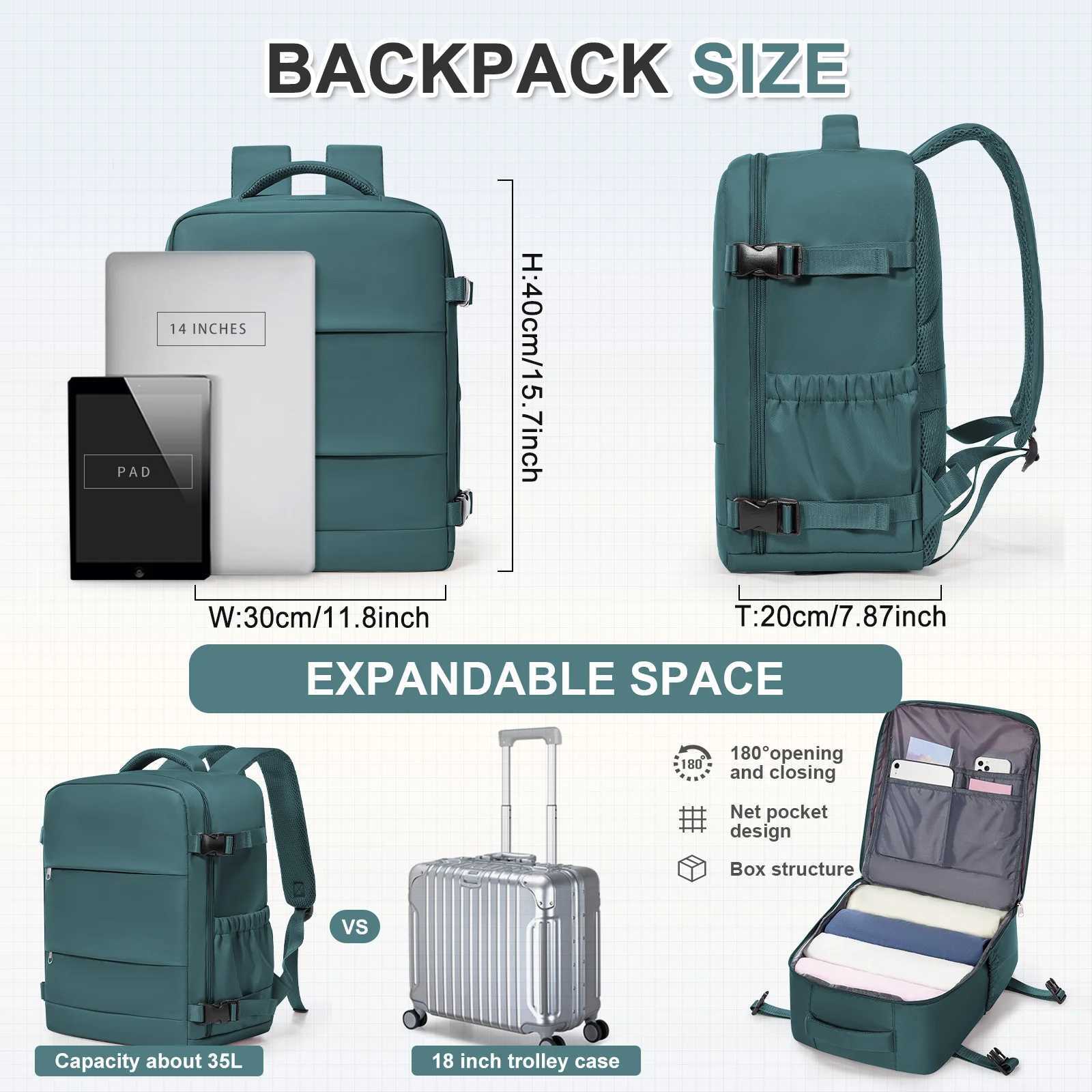 Ryanair 40x30x20 Travel Backpack Airline CarryOn Backpack Women Men Business Laptop Backpack Shoulder Bag Luggage Storage Bag W251025