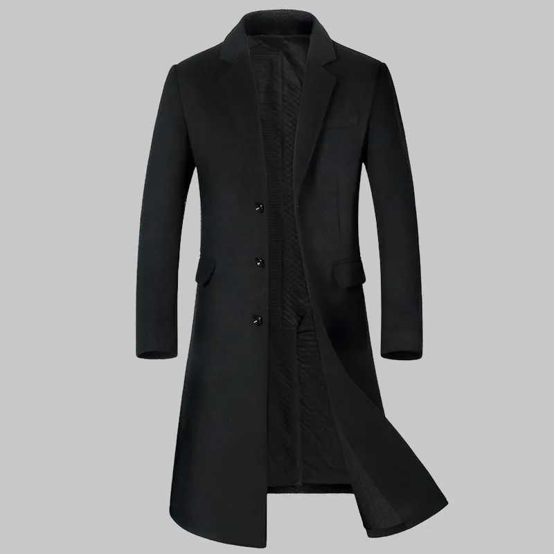 Mens Solid Color Simple Basic Casual Trendy Elegant Turndown Collar Singlebreasted Wool Coats Male New Fashion Jacket ClothesT251025
