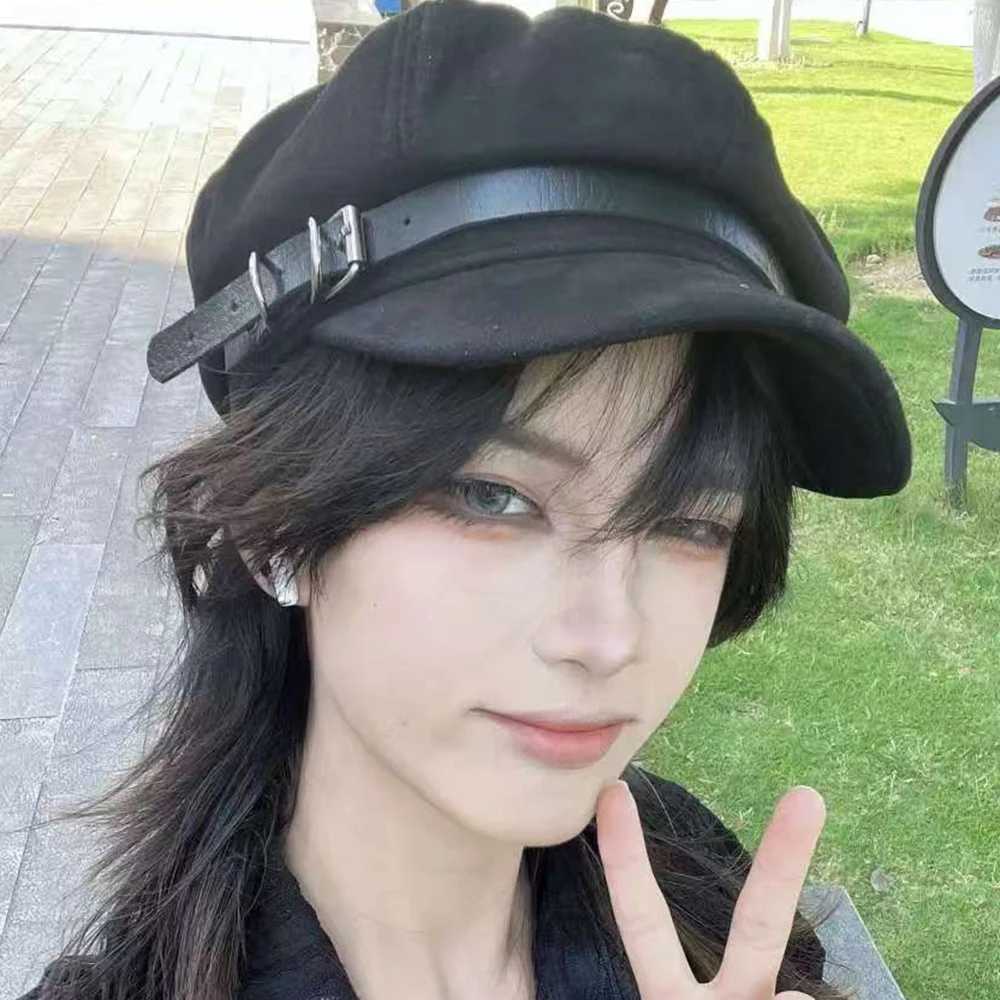 2025 Punk Wen Harajuku Gothic Lolita Beret Hat C Y2K Girls Bow Punk Lace Handmake Decorative Sun Hats with Cross Pendant Y251025