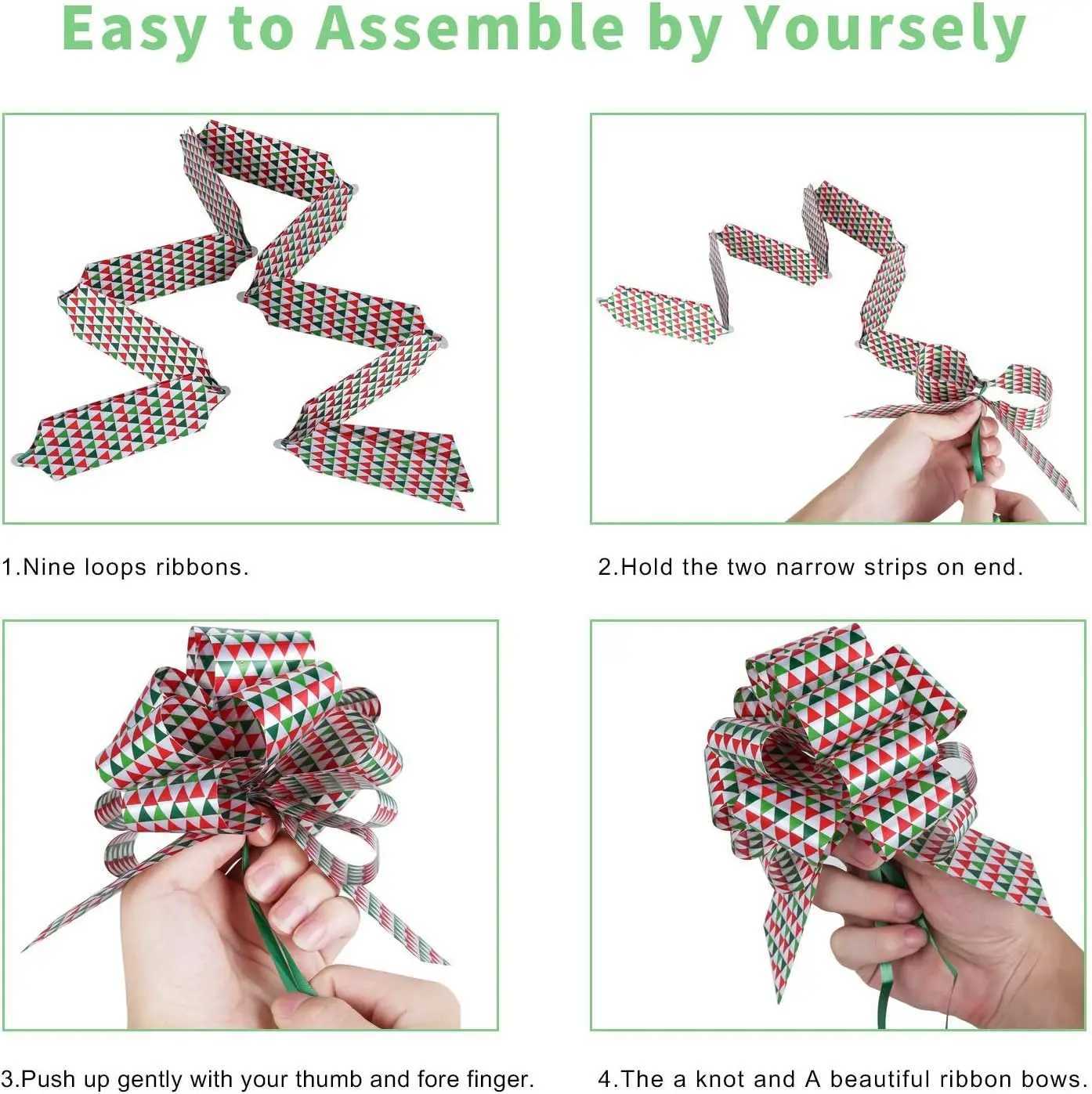 Christmas Pull String Bows Big 45 Inch Gift Bows Ribbon 12PCS for Xmas Present Wrapping Florist Flower Basket Decoration C251024