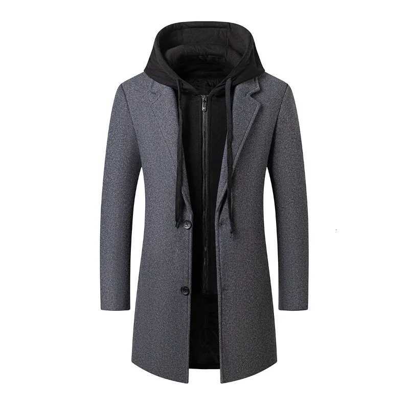 New Fashion Men Hooded Overcoats Casual Woolen Blends Cashmere Long Trench Coats Male Winter Coats Business Casual Jackets 4XLT251025