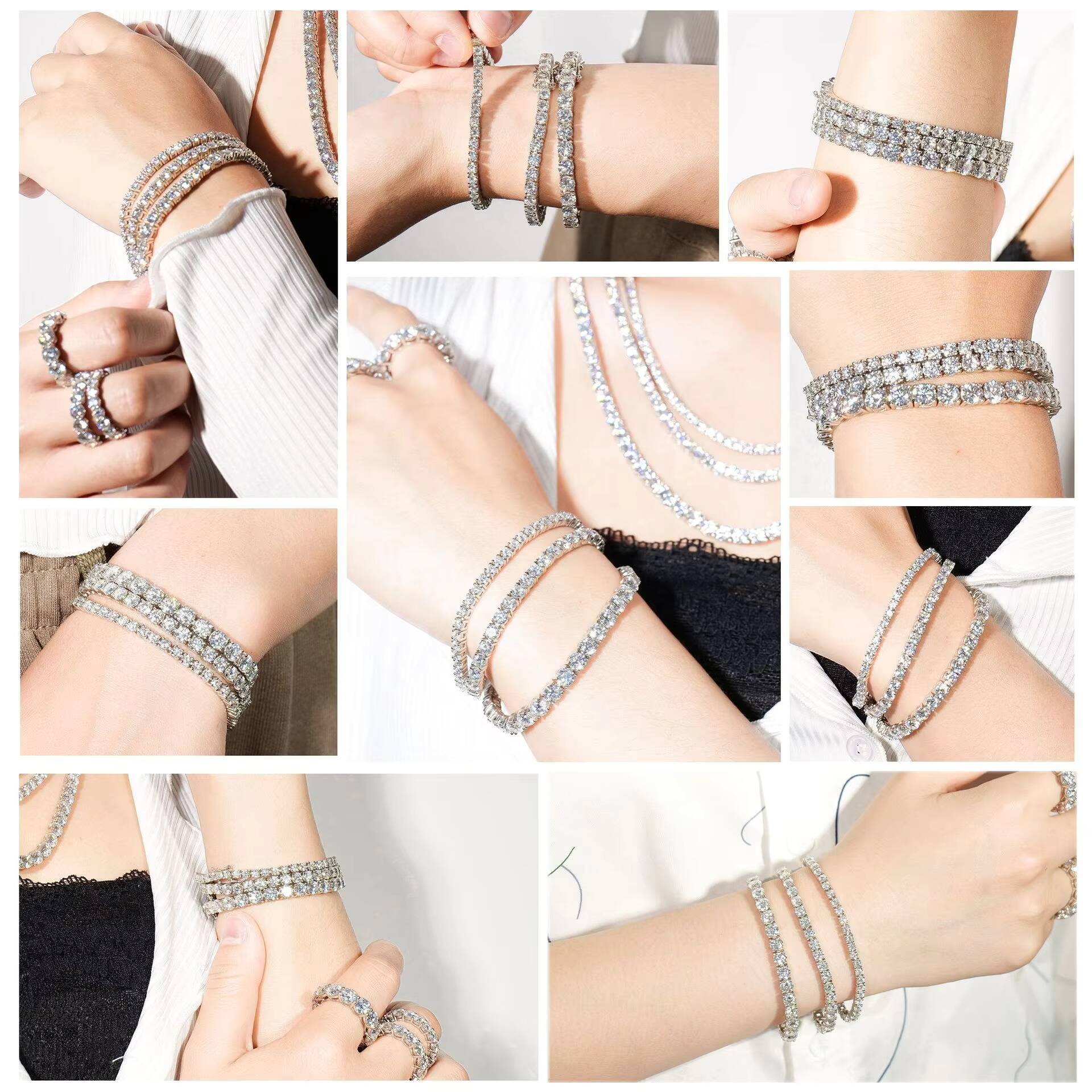 Wholesale Custom Gift 925 Sterling Silver Moissanite Tennis Bracelet for Women GRA Certified Cut Diamond Look Jewelry