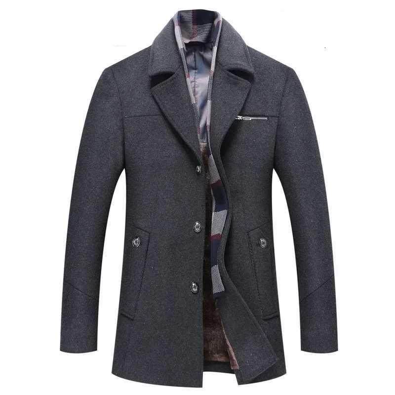 New Men Business Casual Woolen Blends Cashmere Trench Coats Winter Long Jackets Man Fleece Warm Overcoats Wool Blends Size 4XLT251025