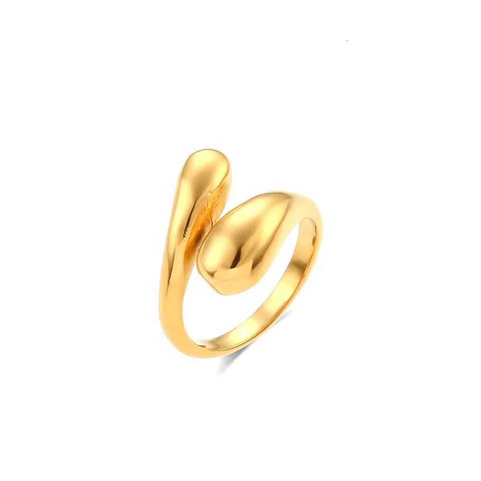 Stainless Steel Smooth Double Ball Beads Rings For Woman Open Gold Color Geometric Wedding Couple Rings Aesthetic Jewelry Gift SXJ251025