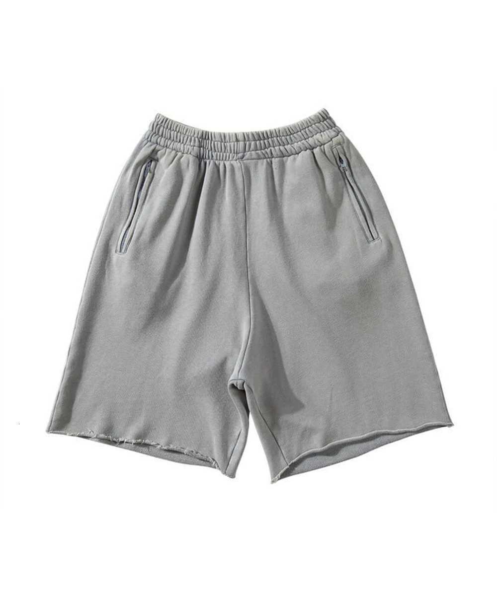 Men Cotton Shorts Thick 380g Bodybuilding Short Sweatpants Fitness Jogger Gym Men Grey West Shorts Black Zipper PocketsXJ251025