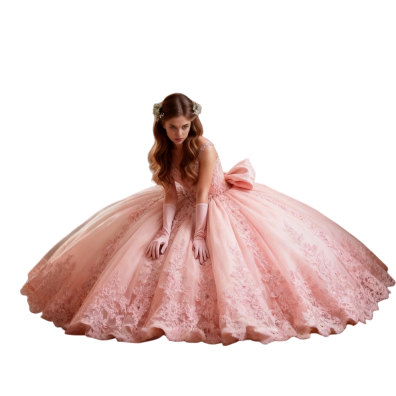 Light Sky Blue Princess Quinceanera Dresses Lace Appliques Spaghetti Straps Long Princess Boutique Dress For Junior Girls Bow Back Lace-up Elegant Swe