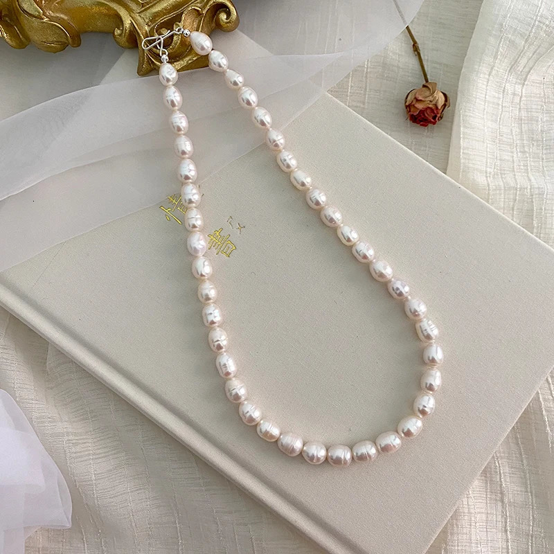ASHIQI Natural Freshwater Pearl Necklace 925 Sterling Silver Buckle Fashion Jewelry for Girls 251016