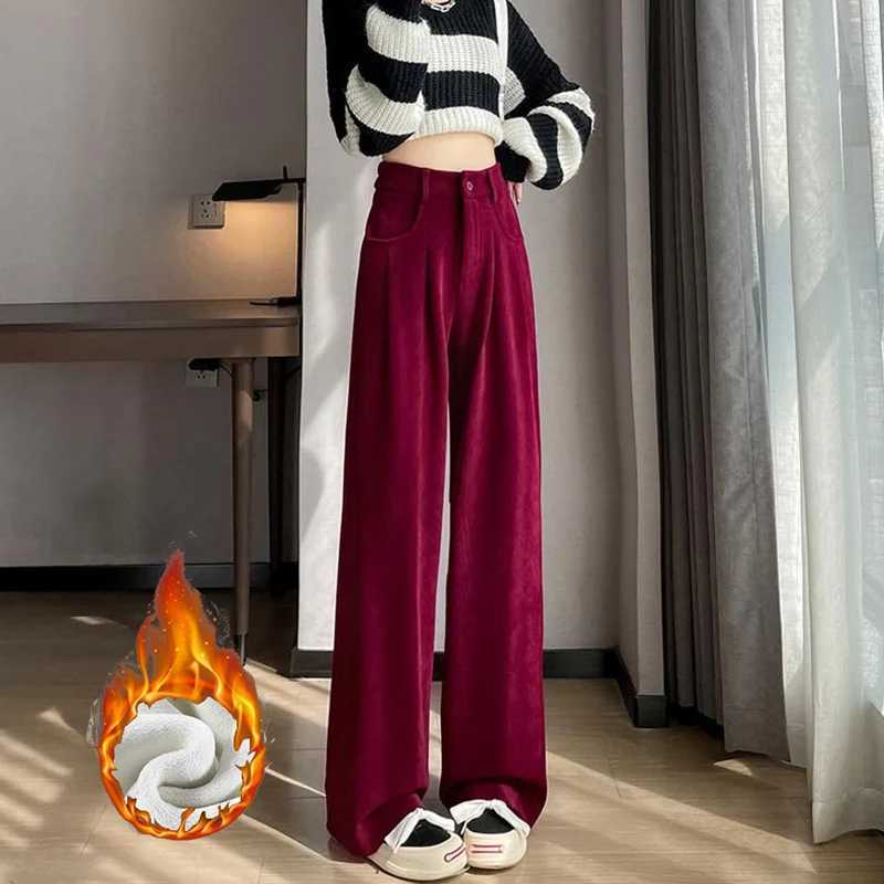 Winter Hot Sale Lady High Waist Thermal Pants Female Plush Straight Leg Trousers Girls Snow Warm Fleece Casual Daily PantsT251025