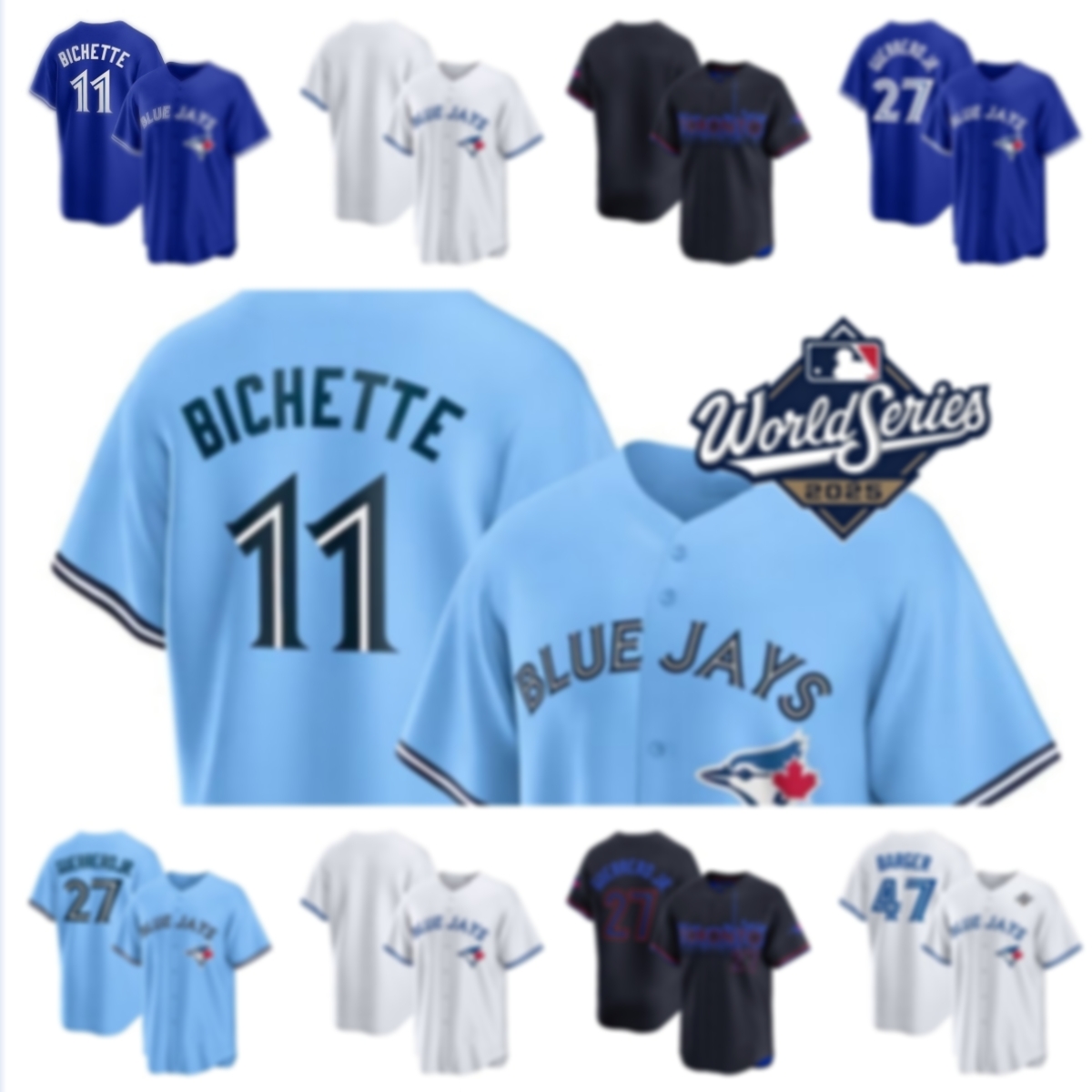 MLB Toronto Blue''Jays''Baseball Jersey 2025 World Series Custom 27 Vladimir Guerrero Jr. 4 George Springer 11 Bo Bichette 30 Alejandro Kirk Kevin Gausman