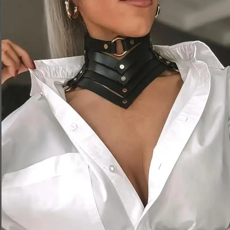 Black Sexy Trendy Rock Gothic Collar Necklaces Jewelry Gothic Leather Belt Rivets Harajuku Punk Choker Necklace For Women Gift 251023