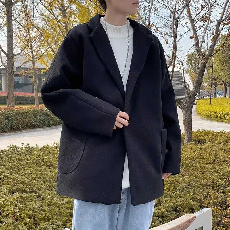 Blends for Men Harajuku Winter Thicker Students Korean Style Couples Outwear Allmatch High Street Coats Baggy CasualT251025