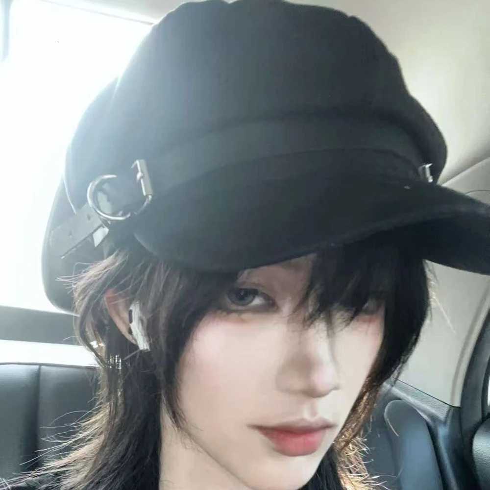 2025 Punk Wen Harajuku Gothic Lolita Beret Hat C Y2K Girls Bow Punk Lace Handmake Decorative Sun Hats with Cross Pendant Y251025