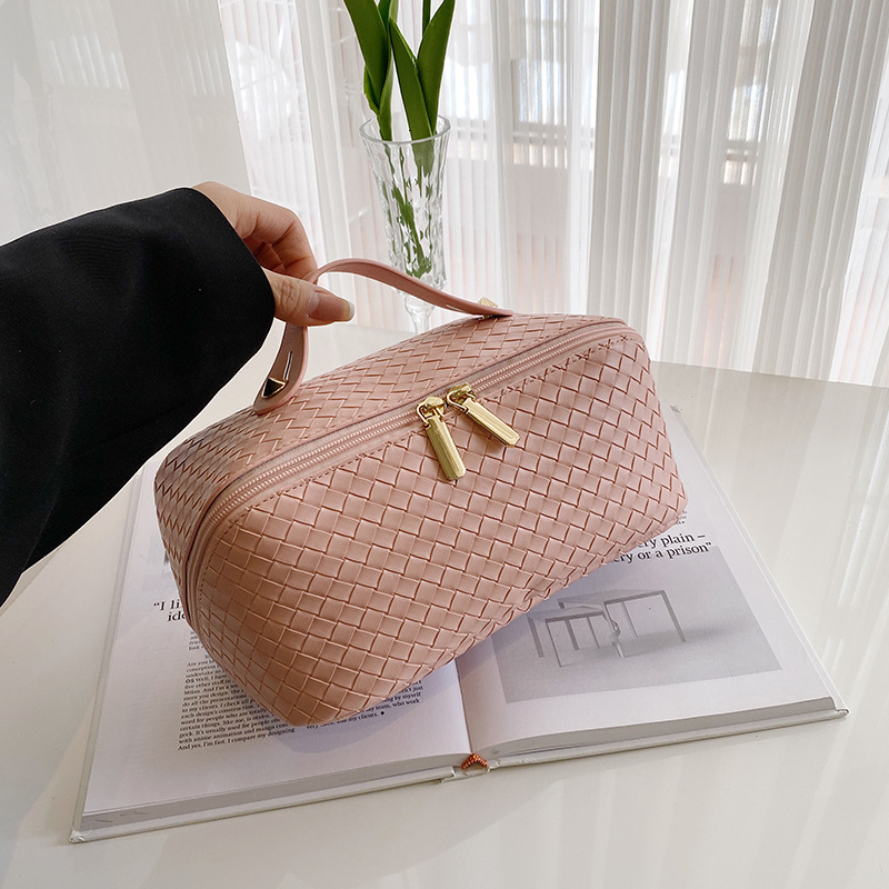 Luxury Brand Designer Bag Cosmetic Bag Solid Color Woven Diamond Wash Bag Large Capacity Travel Spill-Proof Storage Bag Waterproof