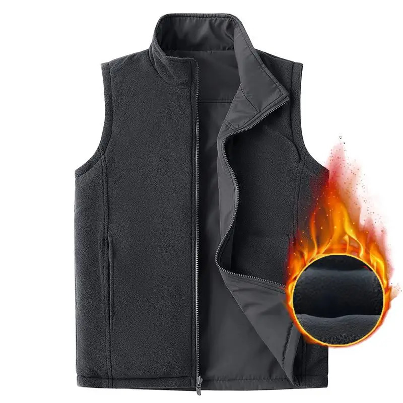 Winter Men Fleece Casual Fashion Sleeveless Vest Man Outdoor Warm Multi Pocket Vest Man Sherpa Thick Work Waistcoat Big Size 8XL 251020