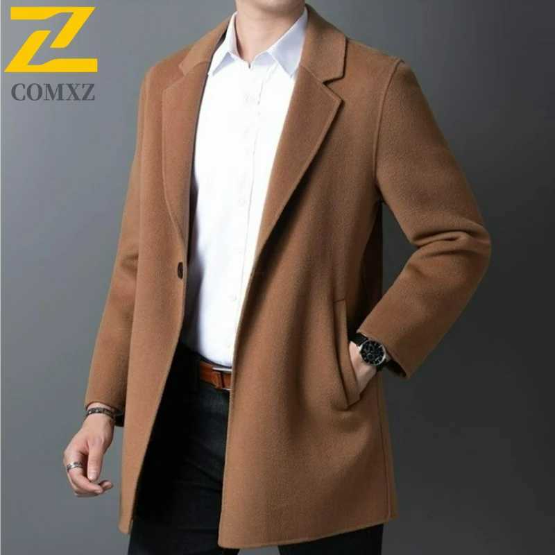 COMXZ Wool Coat Men Lightw Luxurious Outdoor Office Windproof Wool Jacket Fashion Urban Style Lightweight Autumn Winter TrenchT251025