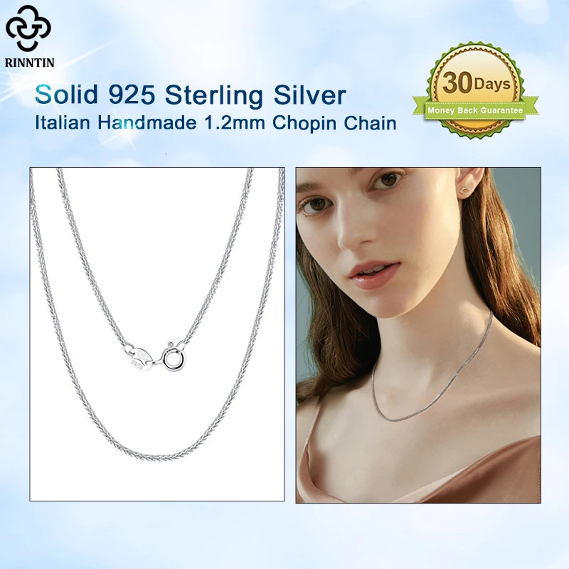 Rinntin 925 Sterling Silver Italian Handmade 12mm Chopin Chain Necklace for Women Fashion Simple Basic Neck Chain Jewelry SC53 251023