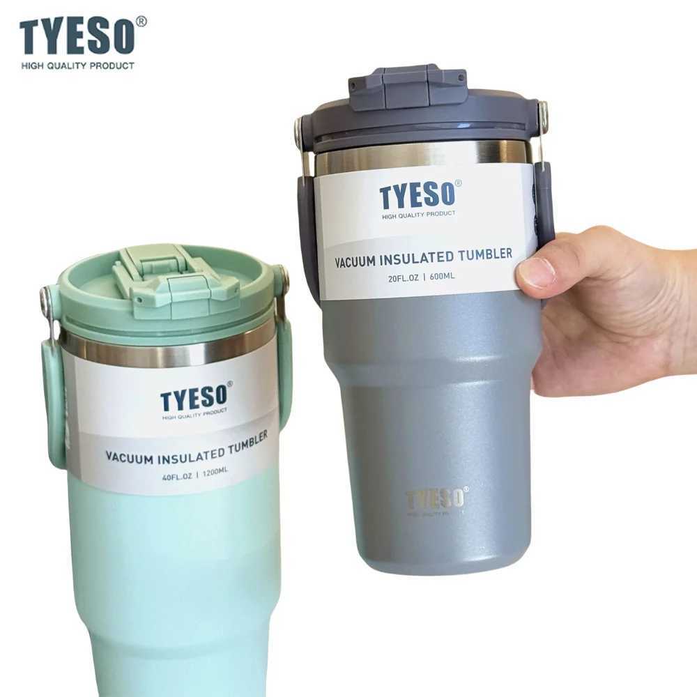 Tyeso 600ML Handle Thermoses DualDrink Coffee Mug Stainless Steel Ice Cup Car Bottle Hot Cold Retention Drinkware Vacuum Cup J251025