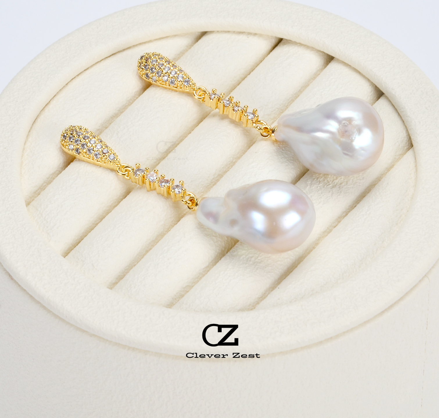 Natural White Large Baroque Pearl Earrings with Dynamic Design 14K Gold-Filled Fashionable Versatile Style Trendy Anniversary Gift Best Friend Gift