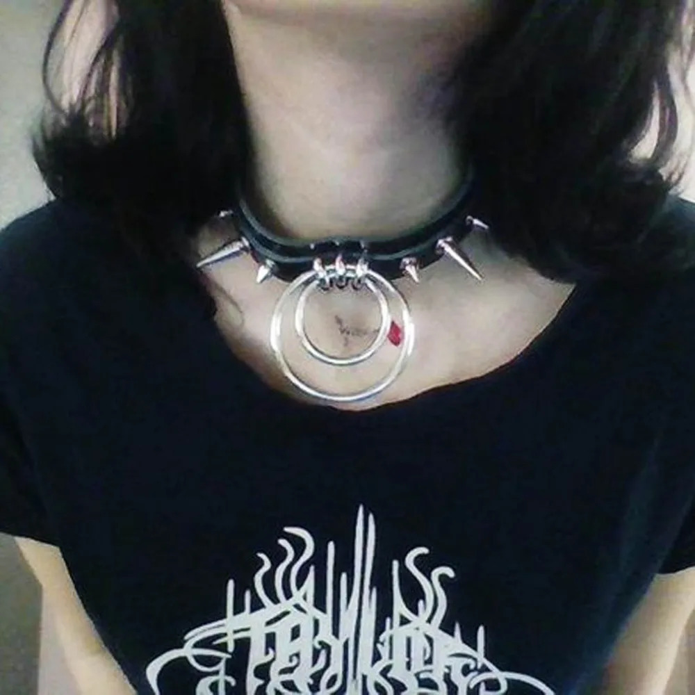 KMVEXO Punk Spike Metal Collar Girls Leather Harness Choker Necklace for Women Party Club Chockers Gothic Jewelry Harajuku 251023