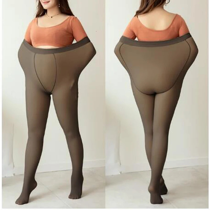 Large Size Winter Women Warm Leggings Elastic High Waist Fleece Thermal Tights Ladies Fake Translucent Thick Pantyhose Stockings 251018
