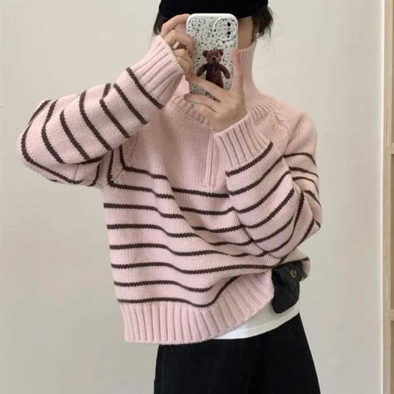 Autumn Winter Fashion Striped Pullover Sweater Women Knitted Shirts Female Oneck Knitwear Long Sleeve Casual Sweaters Knit TopsT251025