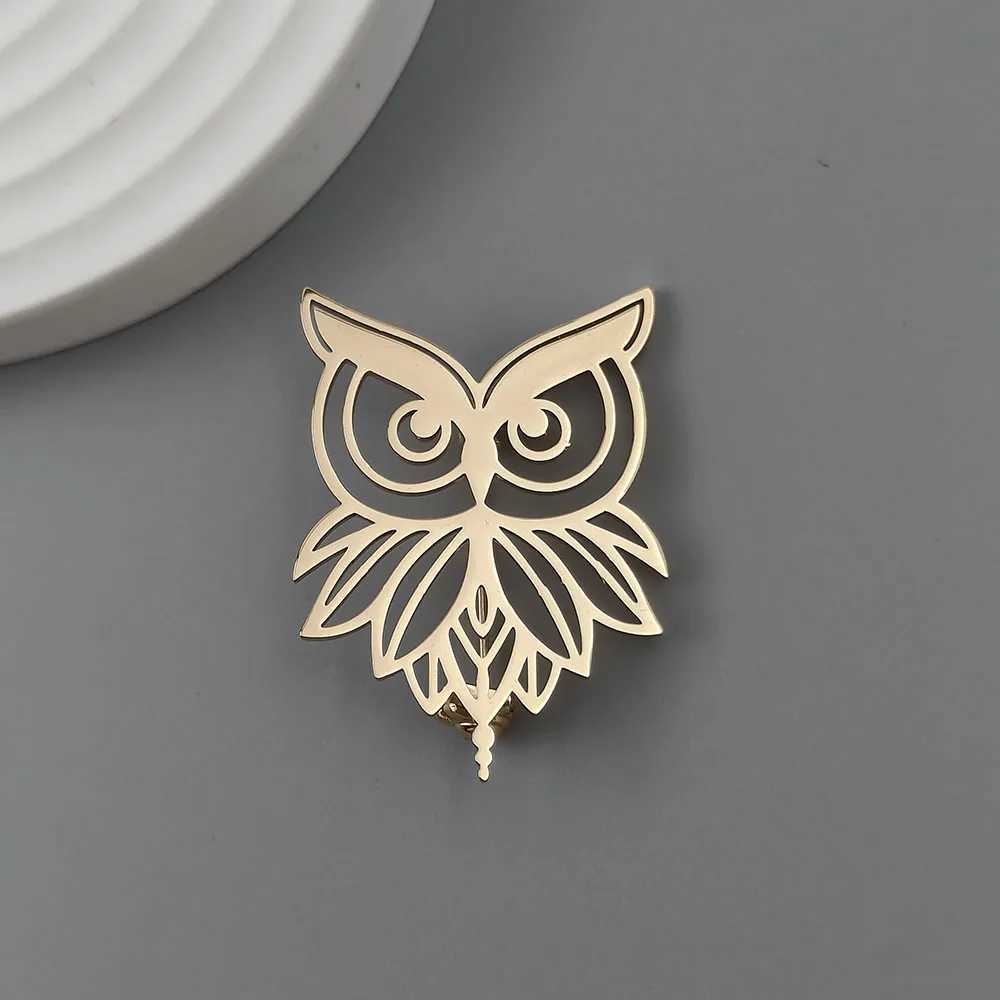 Fashion punk style hollow owl stainless steel goldplated 18K brooch black suit accessories wedding matching set J251115