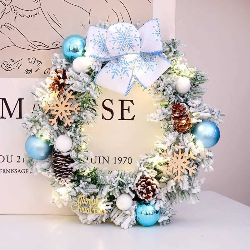 Christmas Decorations 40cm Snowfall Christmas Wreath 2025 New Christmas Door Hanging Vine Circle Scene Decoration Props C251024