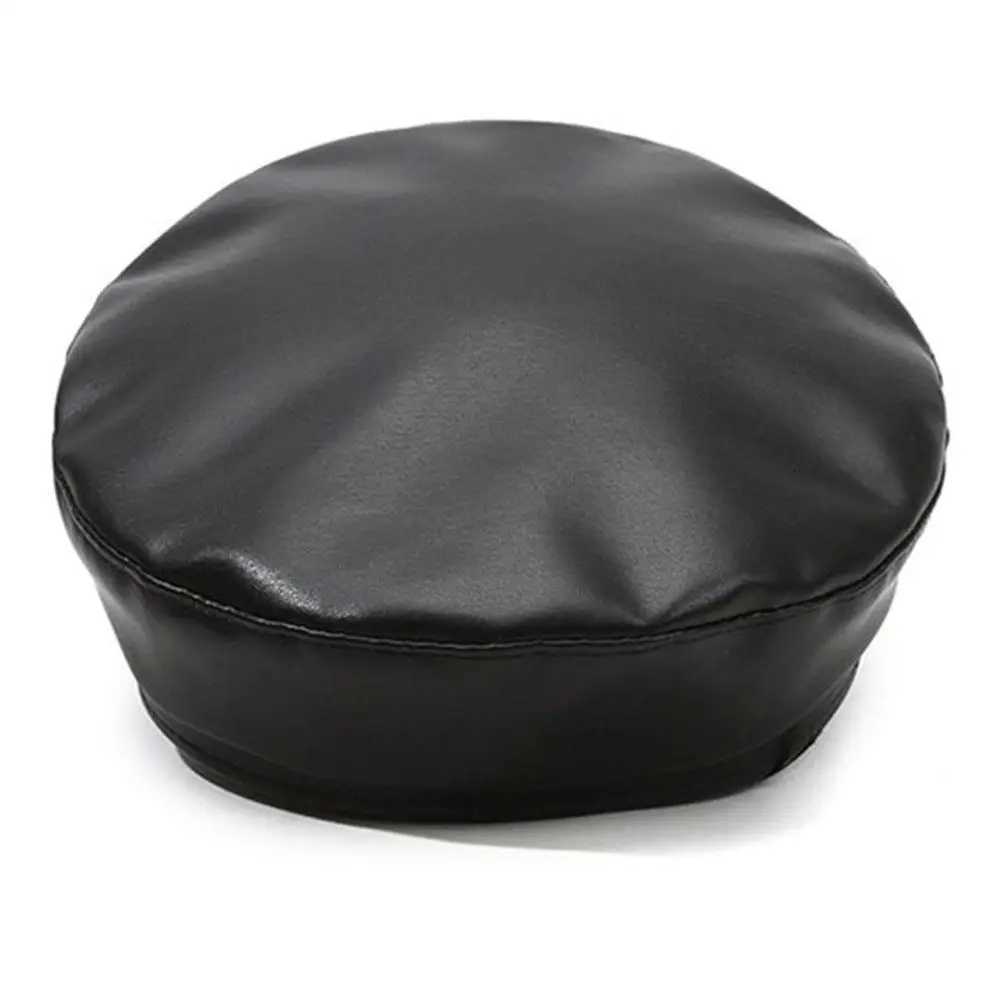 Fashion Wen Berets Black Pu Leather Flat Top Newsboy Cs Vintage Sunscreen Flat Y2k Gils Punk Style Beret Cs Y251025