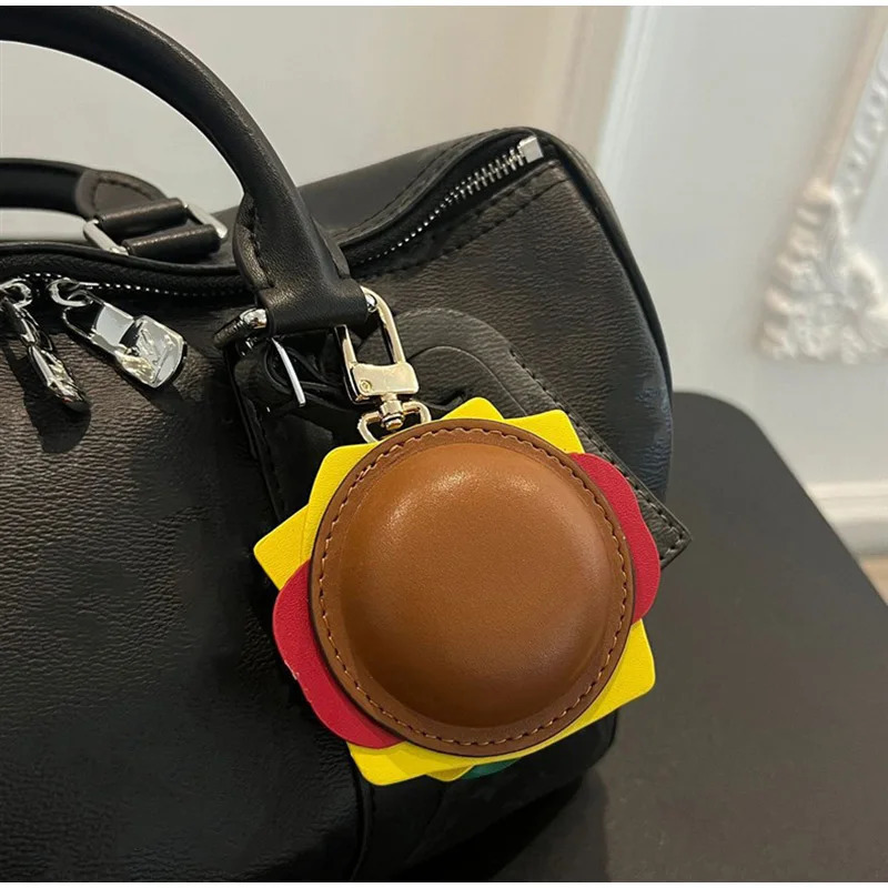 Hamburger Headphone Bag Charm Keychain Mini Burger Purse Pendant For Airpods Case Headphone Hanging Decor Unisex Accessories 251023