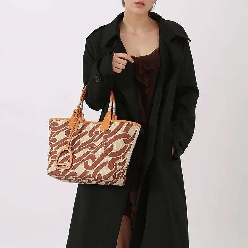 High Quality Canavas Top Handle Handbag Women Commuter Print Purse Retro Shoulder Bags Satchel Crossbody Bag 251023 1025