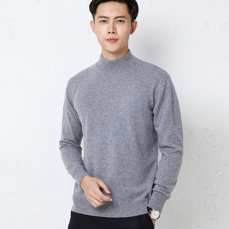 2025 Autumn Winter Designer Sweater New Men's Business Pullover Solid Color Casual Sweater Men's Base Half Turtleneck Knit