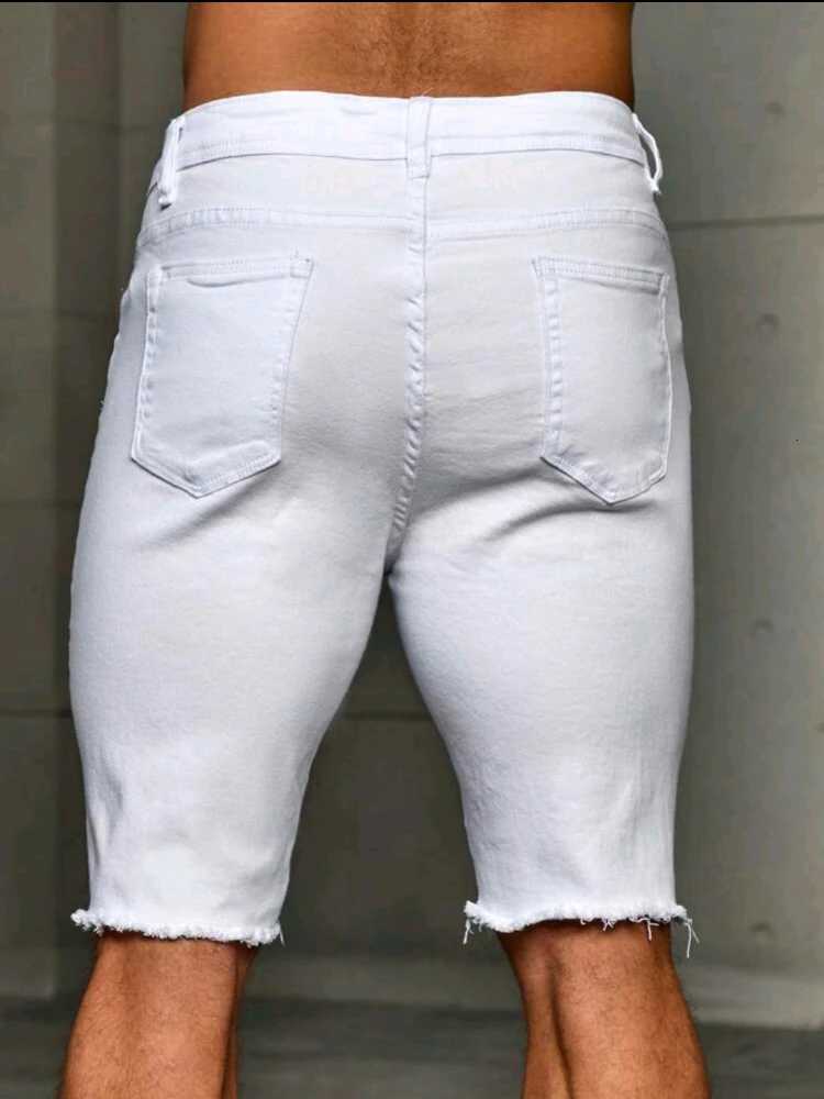 New Summer Mens Slim Ripped Denim Shorts Casual Fashion Streetwear Stretch Washed Male Shorts Soft Breathable Hole Short JeansXJ251025