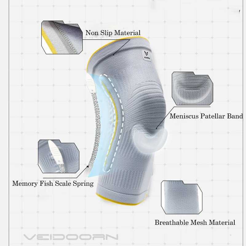 Veidoorn 1PC Knee Pads with Patella Medial Support Meniscus Silicone Compression Protection Sport Knee Braces Basketball Wear Y251024