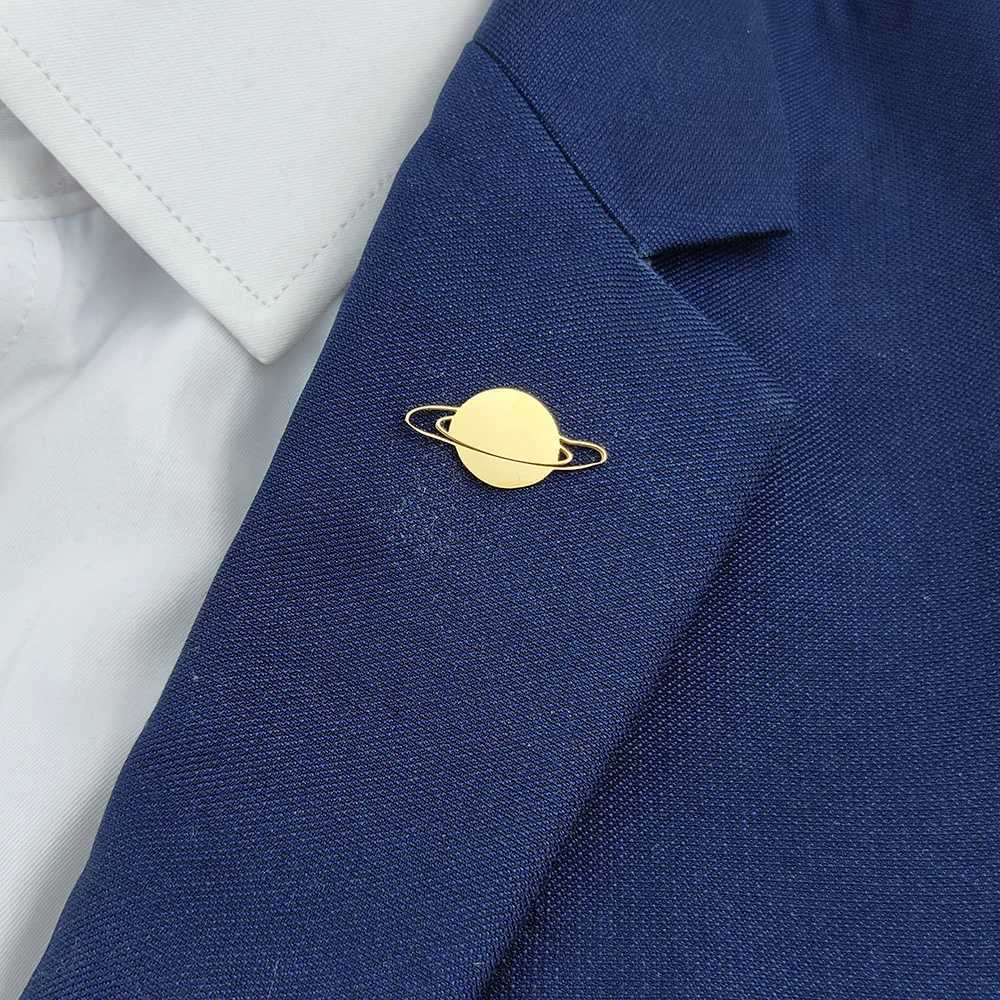 2025 18K goldplated stainless steel brooch planetary orbit design fashionable lapel pin gift for friends J251115