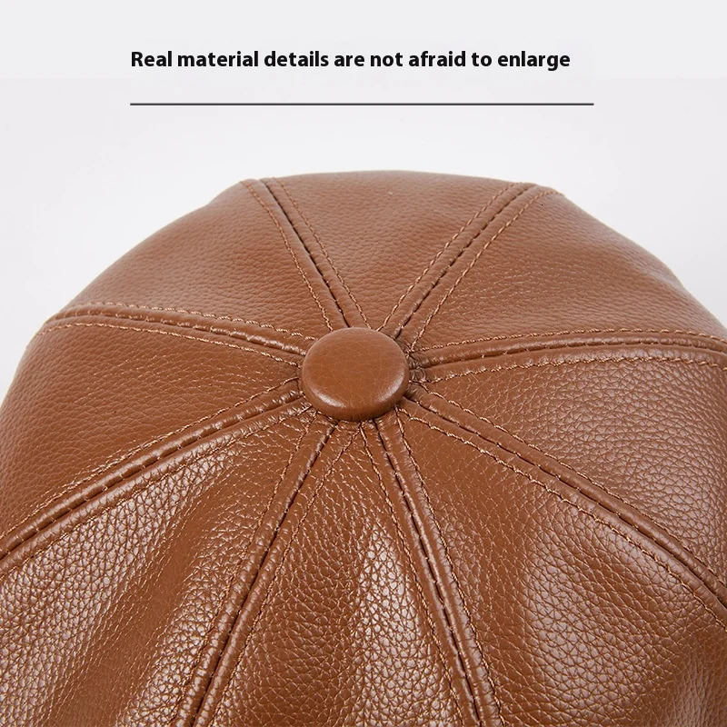 Genuine Leather Beret Hat Unisex 8Panel sboy Cap for Men Women Vintage Soft Peaked Baker Boy Hat 251023