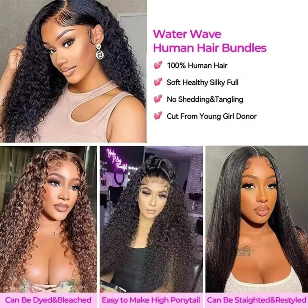 Virgin Water Wave Bundles 95-100g Unprocessed Human Hair Natural Black Single Bundle Hair