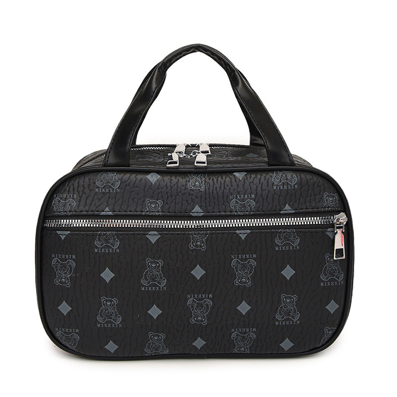 Luxury Brand Designer Bag Cartoon Bear Print Toiletry Bag Large Capacity Skincare Makeup Bag Travel Portable PU Storage Bag