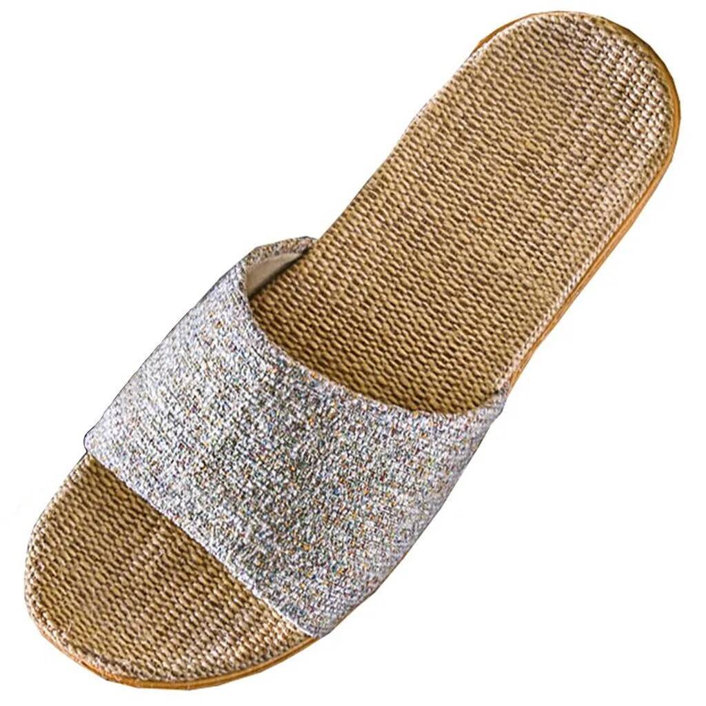 Women Shoes Women'S Fashion Comfortable Ffloor Cotton Linen Slipper Slip Non-Slip Slippers Zapatos Mujer 2024 Tendencia ddmythur