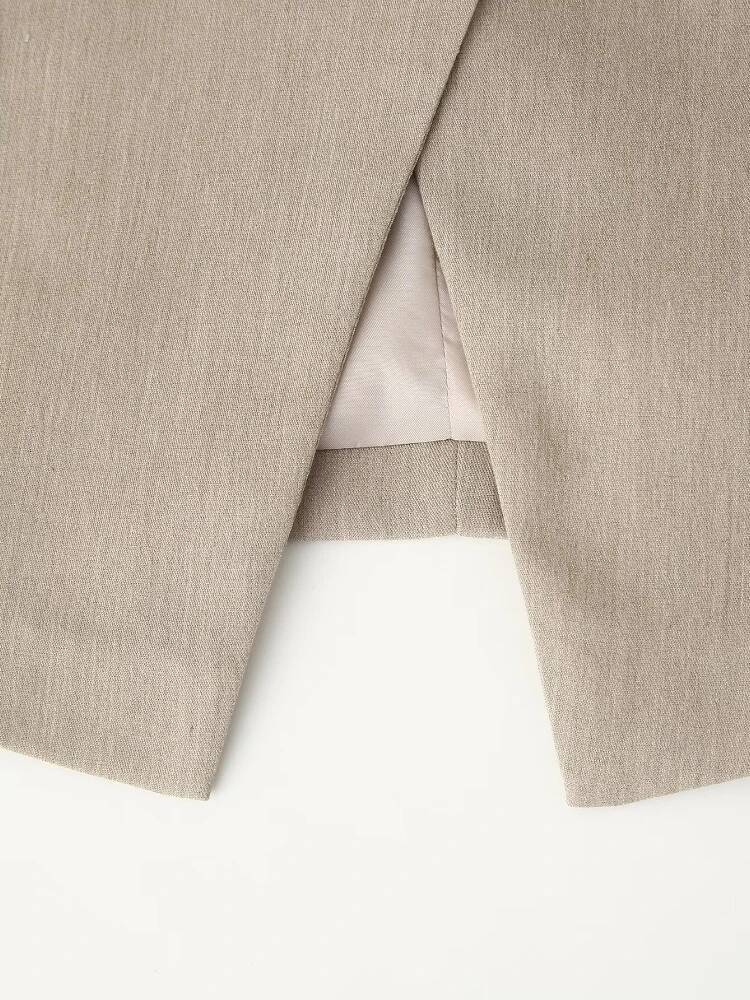 Women Vintage Slim Fit Blazer Lapel Long Sleeve Double Breasted Single Pocket Casual Solid Jacket Fall Winter New Chic Coat dongdumaoyi