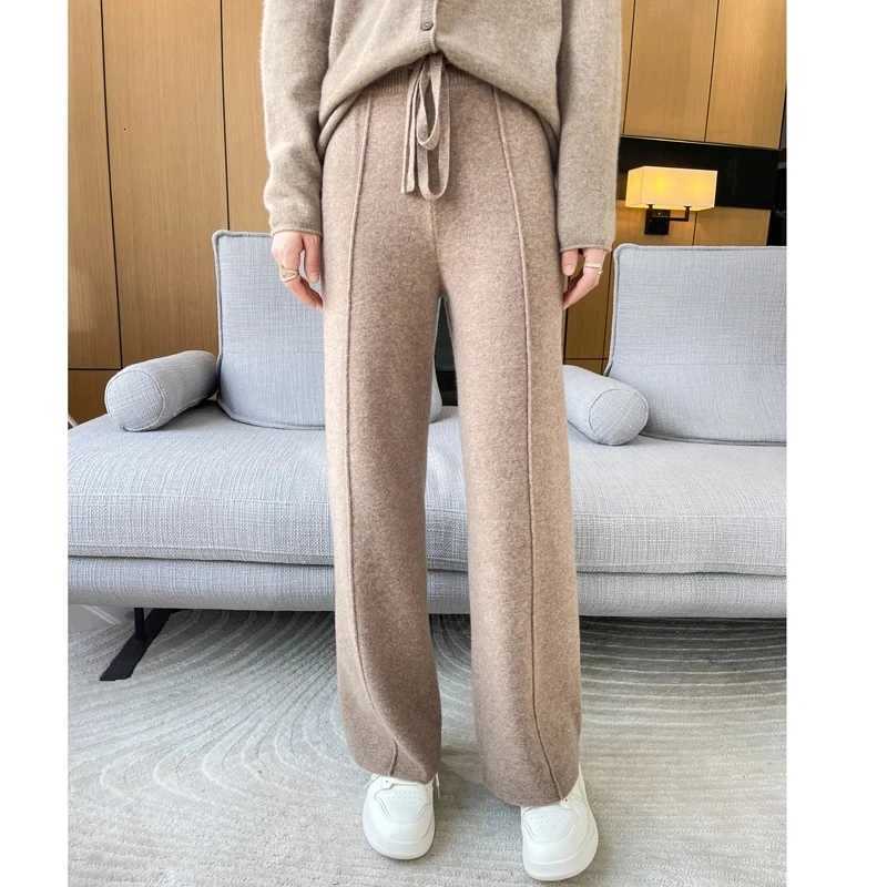 ANGEL 100 Merino Wool Womens Mid Seam Pants Autumn Winter Casual Soft Warm Cashmere Knitted Trousers New Fashion Cosy PantsT251025