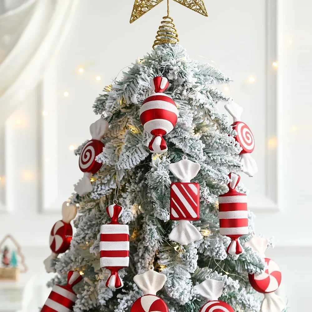 6Pcs Christmas Hanging Candy Balls Red White Candy Pendant Home Party Christmas Tree Decorations Navidad Winter New Year C251024