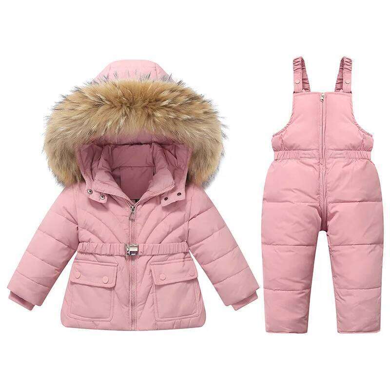 Winter Children Down Jacket Toddler Girl Jumpsuit 2Pcs Clothes Set 1-5 Years Kids Baby Girls Outerwear Snowwear