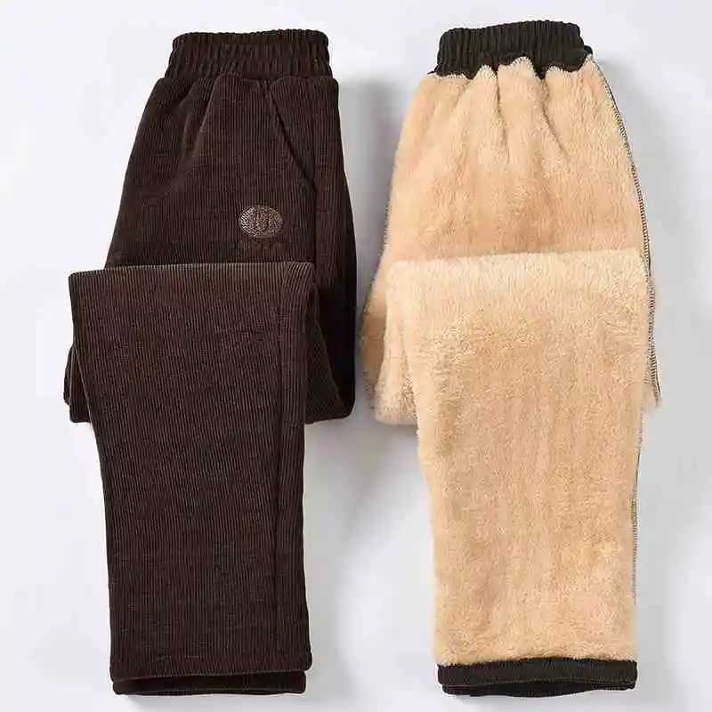 Winter Women Pants Corduroy embroidery Warm Sherpa Lined High Waist Thick Sweatpants Autumn Casual with Pockets Warm Harem PantsT251025