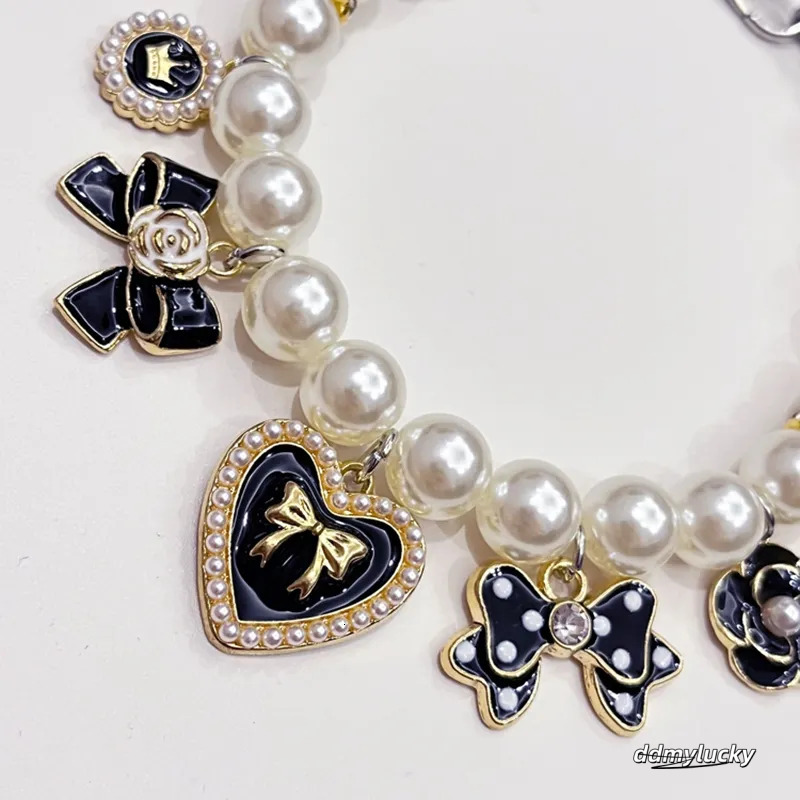 Pearl For - Pet Necklace With Bow & Flower Charms, Adjustable Small Medium Dog Collar Ddmylucky