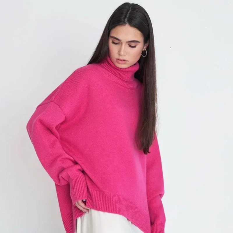 2024 Autumn and Winter New Thick Cashmere Sweater Women High Neck Pullover Sweater Warm Loose Knitted Base Sweater Jacket TopsT251025