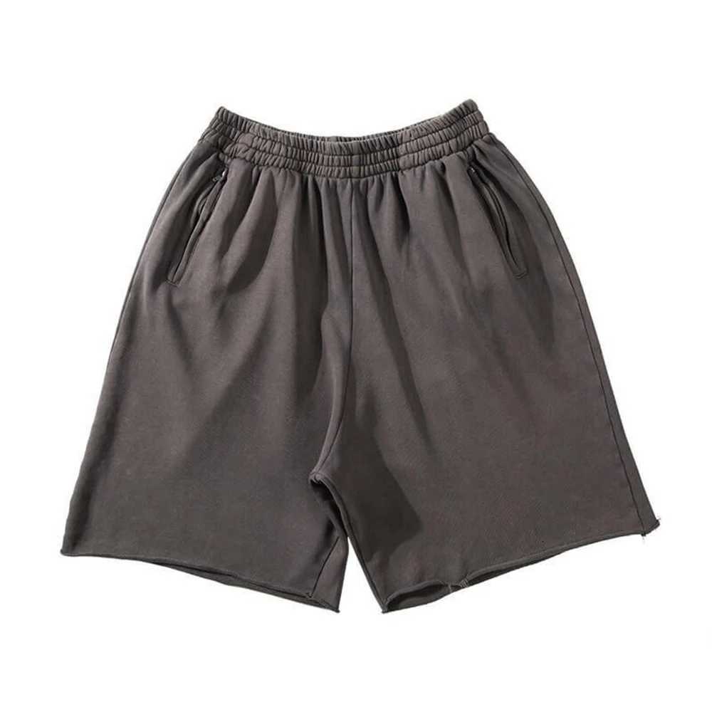 Men Cotton Shorts Thick 380g Bodybuilding Short Sweatpants Fitness Jogger Gym Men Grey West Shorts Black Zipper PocketsXJ251025