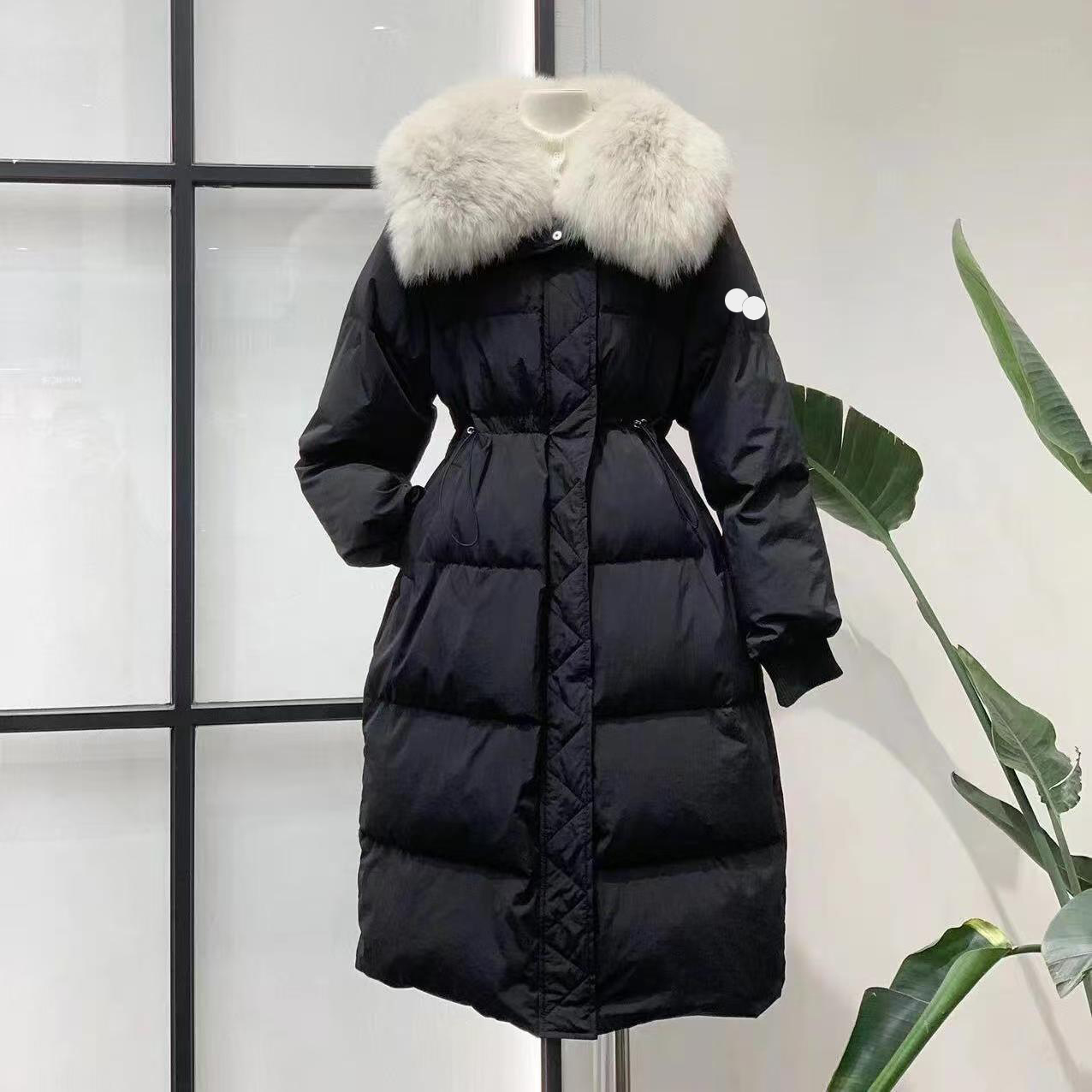 Womens Downs Parkas Jacket Slim Fur Coats Long Puffer Warm Windbreaker Wind Coat Long Sleeve Jackets Winter Thick Bomber Outwears Tops S-2XL