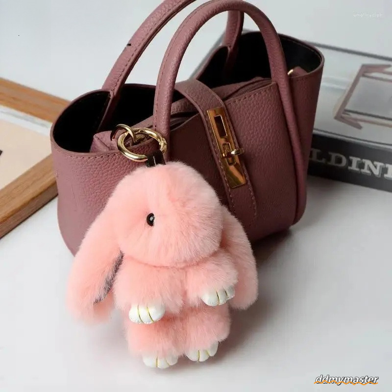 Keychains Real Fur Pom Keychain With Ring - 15Cm Fluffy Charm For Women's Bag, Car Pendant Jewelry Ddmymaster