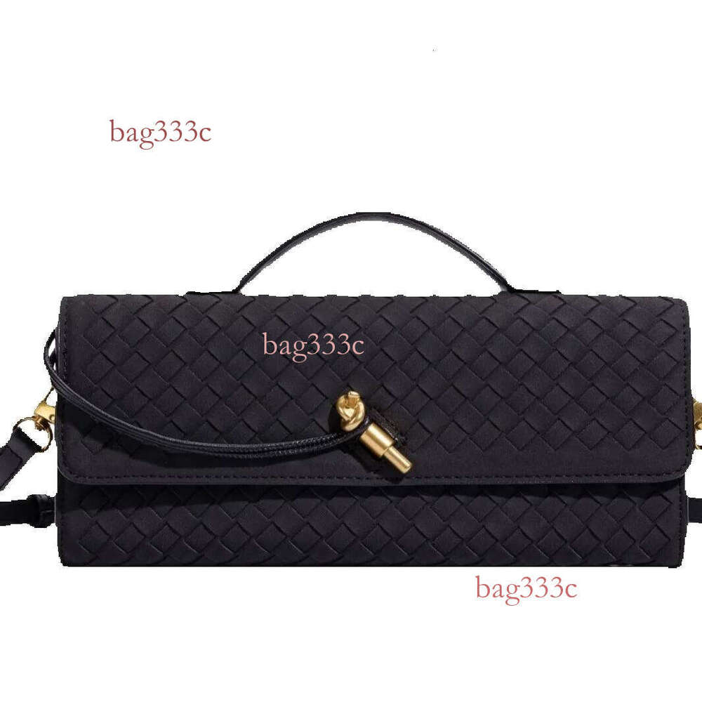 Handwoven Cowhide Evening Fashion Clutch Exquisite Versatile Handbag Crossbody Baguette Bag Matte Cowhide Woven Bag